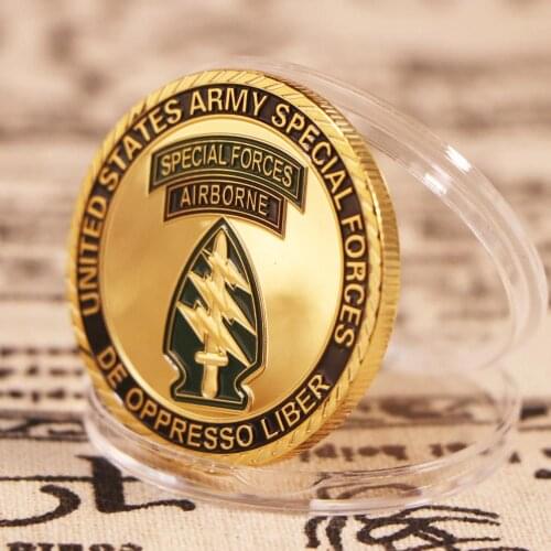 USA Army Special Force Airborne Gold Plated Commemorative Coin Military Challenge Collectibles Army Fan Gifts