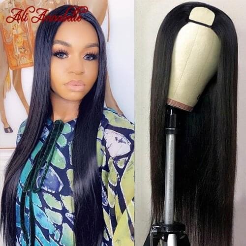 Ali Annabelle U Part Wig Human Hair Glueless Human Hair Wigs 10A Brazilian Virgin Hair Straight Lace Front U part Wigs straight