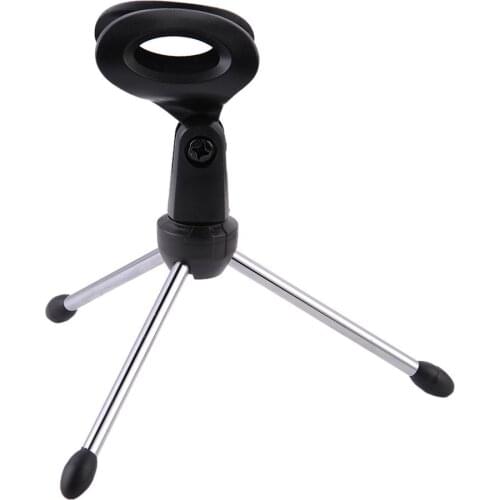 Portable Microphone Stand Desktop Tripod Adjustable Height Mic Mount Holder Mic Clip Bracket Foldable Stand For Podcasts Singing