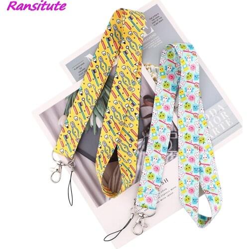 Ransitute R2168 Dental Care Toothbrush Key Chain Lanyard Neck Strap For Phone Keys ID Card Lanyards For Dentist Doctor Child