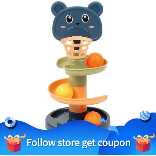 Sliding Tower Track Jenga Fun Toys Baby Shoot Puzzle Education Children Concentration Disassemble Assemble Track Basketball