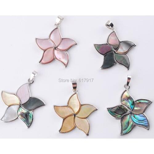 RONGZUAN Natural New Zealand Abalone Shell Gem stone Beads Pentagram Pendant Women Men Jewelry 1PCS TBN366