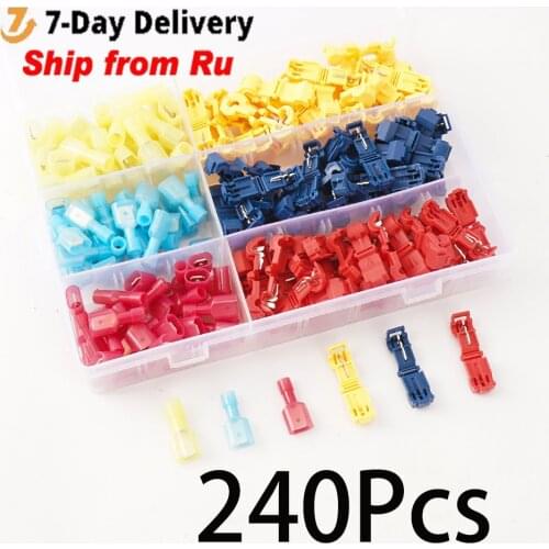 240pcs T Tap Wire Connectors Self-Stripping Quick Splice Electric Wire Terminals with Insulated Male Quick Disconnect Terminals