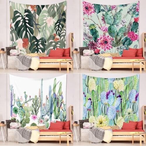 Tropical Plant Cactus Wall Tapestry Hanging Home Decor INS Style Spring Flower Tapestries for Drom Room Decoration