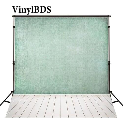 VinylBDS 10x10ft Green Hazy Brick Wall Children Photography Backdrops White Wooden Floor Backdrop for Kids Photo Studio