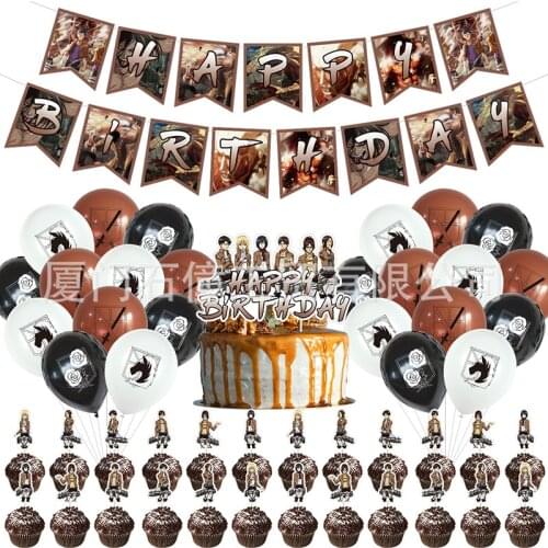 50pcs/set Anime Attack on Titan Balloons Attack on Titan Mikasa Ackerman Balloon Banner Cake Topper Kids Birthday Party Decor