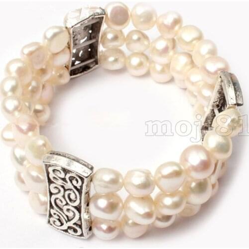 NEW Fashion Womens Natural 8-9mm Freshwater Pearl Beads Stretch Bracelet Bangle