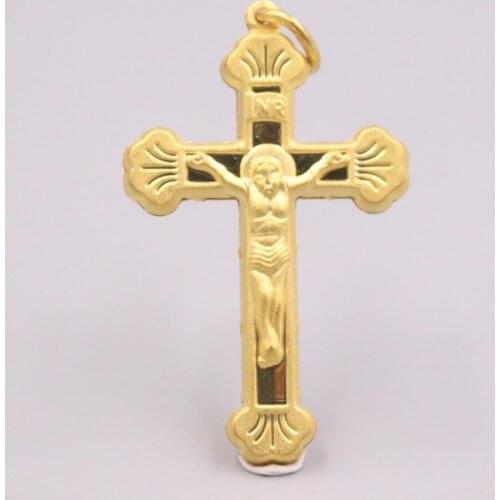 Gold Jewelry Girl Fox 3D Hard Gold Charms Fine Character Cross 999 Gold Cross Pendant For Women Man Lucky Bead Lucky Gift