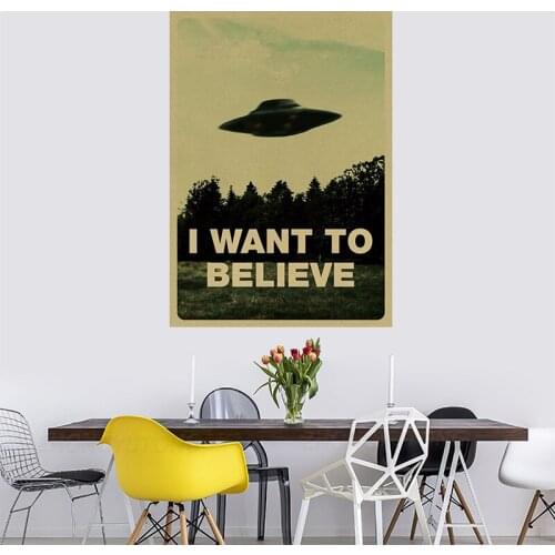 1Pcs Poster I Want To Believe Vintage Classic Movie The Poster Bar Home Decor Canvas Painting Wall