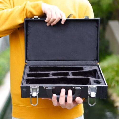 1PC PU Leather Professional Clarinet Storage Case Black Tube Padded Box Smooth Grip Anti Dust