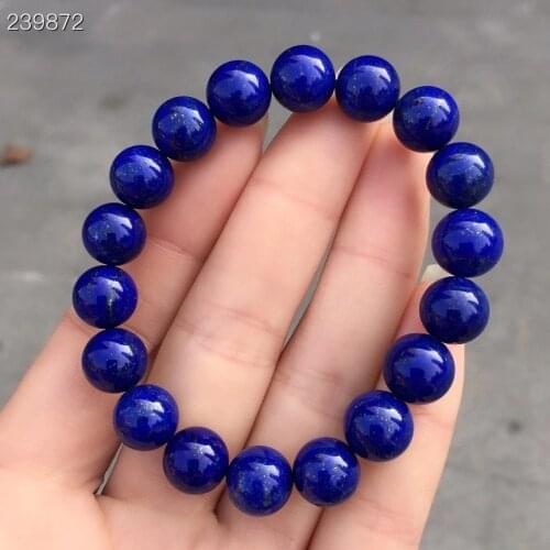 11.2mm Genuine Natural Lapis Lazuli Royal Blue Gemstone Women Men Bracelet Big Round Beads Men Fashion Stone AAAAAA
