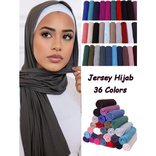 180x80cm Modal Cotton Jersey Hijab Scarf Muslim Shawl Plain Stretchy Soft Turban Head Wraps For Women Islamic Headscarf Scarves