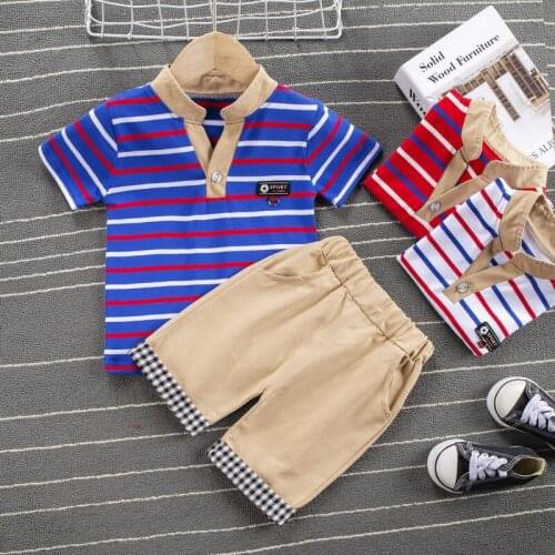 Kids Cartoon Strips Outfit Infant T-shirt Shorts 2Pcs/Sets New Fashion Baby Boys Girls Clothing Children Tracksuits 0-4 years