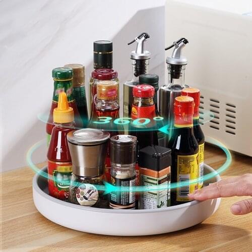 360° Rotating Storage Rack Multifunctional Seasoning Organizer Shelf Oilproof Non-Slip Kitchen Supplies Holder For Home
