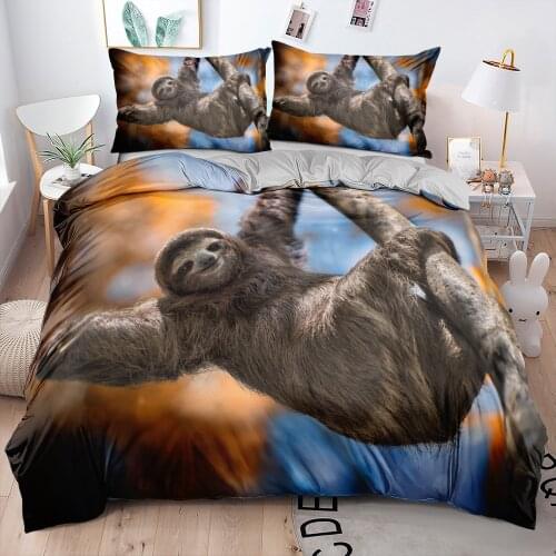 3D Quilt Duvet Cover Set Pillowcovers Comforter Case Twin King Queen Double Single Size Custom Design Sloth Animal Home Textile