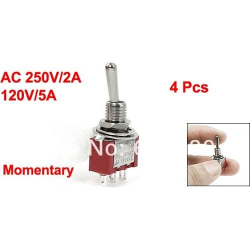 4 pCS / Lot x AC 250V/2A 120V/5A ON/OFF/ON 3 Three Position SPDT 1P2T Momentary Toggle Switch