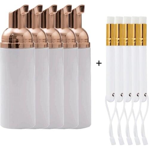 5Pcs Eyelash Extensions Shampoo 60ml No Stimulation Fruit Scent Cleaner Mousse Foam Eye Lash Cleaning Foam Makeup Brush