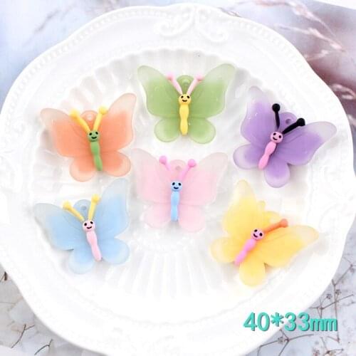 6PCS 40*33mm Butterfly Diy Creative Keychain Pendant Epoxy Mobile Phone Case Accessories