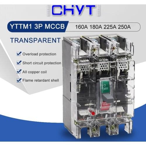 ICHYTI Moulded Case Circuit Breaker MCCB 3P 160A 180A 200A 250A CB single three phase 3 Poles Ground Protector High current