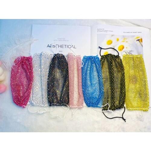 Bling Rhinestone Decoration Mask Jewlery for Women Personality Elastic Mask Straps Hollow Mask Night Club