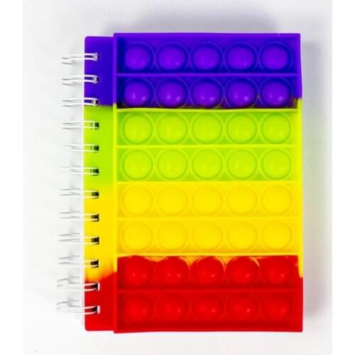 New Notebook A5 Pop Its Notebook Push up Finger Bubble Silicone Cover Notepad Student Supplies Decompression Notepad Fidget Toys