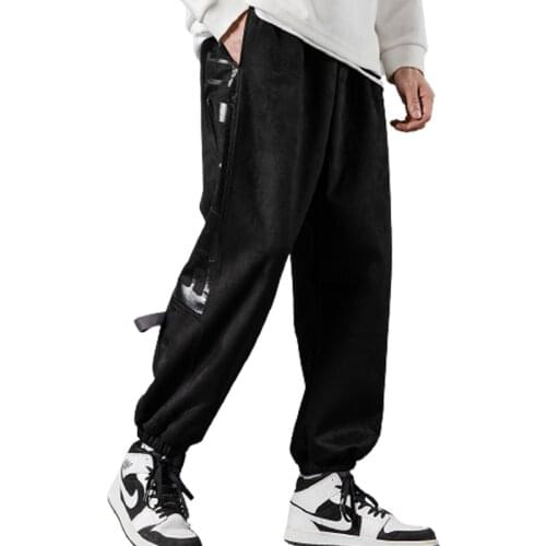 High Quality Mens Trendy Pure Cotton Casual Sports Pants Side Letters Solid Color Printing Loose Comfortable Elasticity Pants
