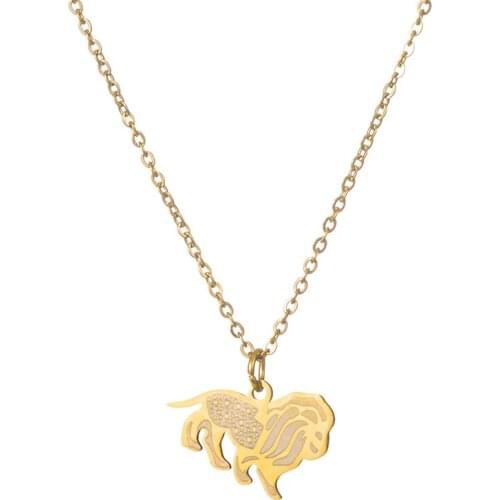 Eif Dock Stainless Steel Pendant Necklace Lovely LionNecklace Choker Fashion Jewelry for Women Party Gift