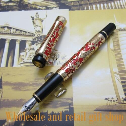 Jinhao Q500 Embossed golden dragon Pen High Quality Fountain Pen metal gift ink pen