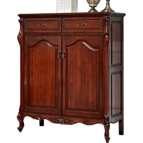 American country small apartment home living room entrance cabinet European solid wood retro double door shoe cabinet