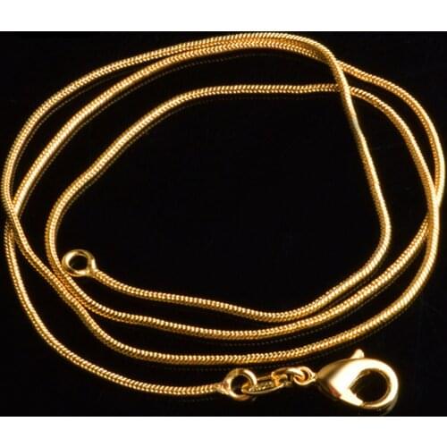 Classic 1 mm Snake Chain Necklace for Men Women Gold color Link Jewelry Drop Shipping 16/18/20/22/24/26/28/30 inch