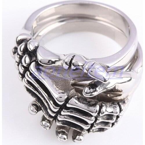 Gothic Hand In Hand Rings Lover Couple Unisex Ring Jewelry For Valetines Gift