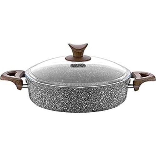 Tac Granite Plus 26 cm Flat Cookware Wooden Handle Gray