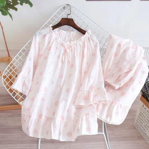 Sweet loose pajamas for women full cotton autumn winter sleepwear set casual home clothes new ladies pyjamas suit pijama mujer
