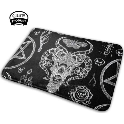Bruja Soft House Family Anti-Slip Mat Rug Carpet Goth Gothic Bruja Witch Witchy Skade Goat Goat Head Horns Moth Skull Mushroom