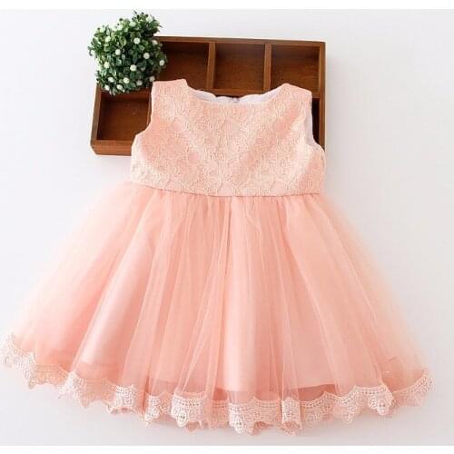 2016 New Flowers Girls Dress Baby Kids Pink Wedding Party Princess Dresses 2-14Y Children Costume Tutu Infanti Vestidos Clothes