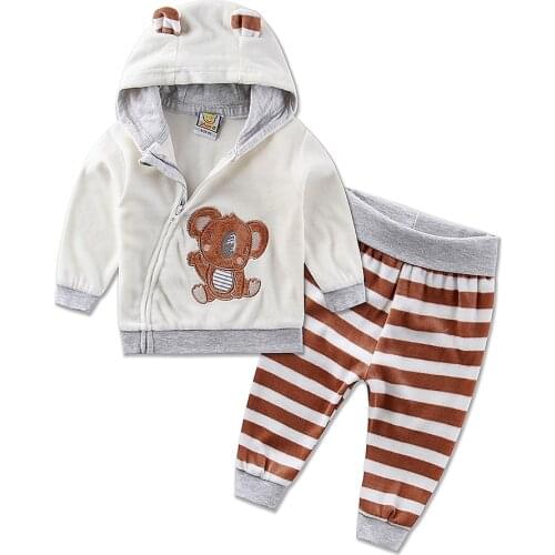 2021 new hot children sports girls boys set velvet casual winter spring warm hooded zipper long-sleeve outfits baby kid clothes