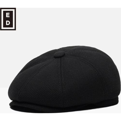 2018 New Style Autumn And Winter Days Outdoor Octagonal Hat Mens British-Style Duckbill Hat Woolen Beret