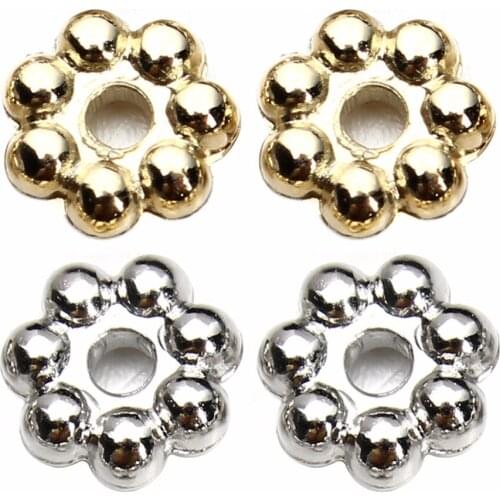 500pcs/lot Diameter 4mm 6mm CCB Plastic Daisy Spacer Beads Gold Silver Color Flower Spacer Beads For Jewelry Making Findings
