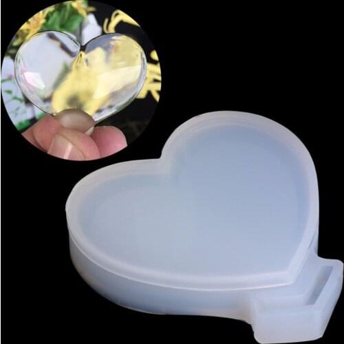 JAVRICK 6.5x6cm Transparent Silicone Pendant Resin Loving Heart Mould DIY Jewelry Making Tool Fondant Cake