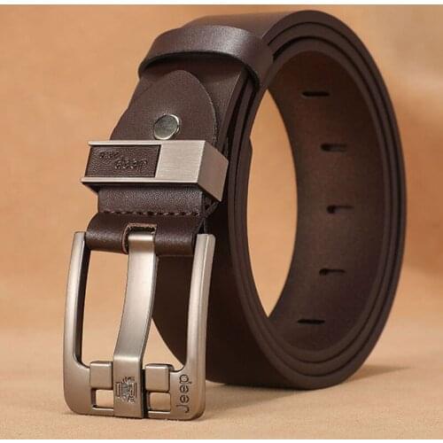 Men Top Layer Leather Casual High Quality Belt Vintage Design Pin Buckle Genuine Leather Belts For Men Original Cowhide
