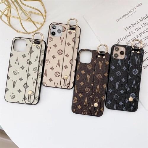 Luxury Brand Square leather Phone Case For IPhone 12mini 11 Pro XS MAX XR SE 7 8 Plus Wrist Strap back cover For samsung S9 S10