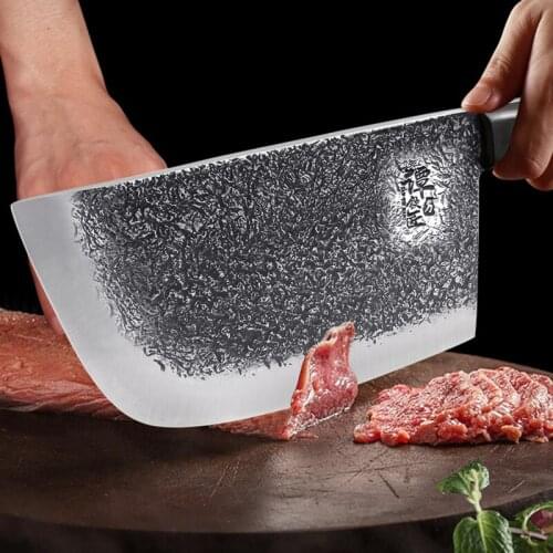 Hand Forged Slicing Knife Cooking Knife Sharp Cleaver Meat Slicing Knife Chef Special Knife Tang knife 5CR15MOV Steel