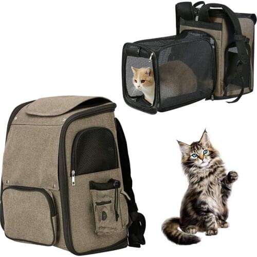 Cat Carrier Expandable Backpack With Large Openings Double-Layer Roller Blinds On The Top Cationic Oxford Cloth Can Be Folded