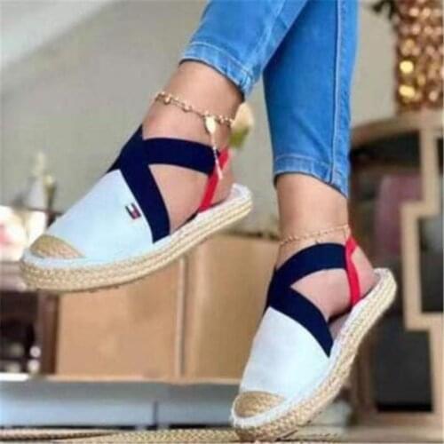 Summer Striped Platform Sandals Wedges Shoes For Women Hemp Rope Bottom Womens Espadrilles High Heels Slip On Canvas Fisherman