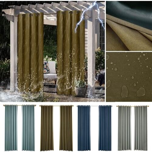 1PC Summer Blackout Curtains Eyelet Ring Top Thermal Insulated Waterproof Sun Blocking Garden Patio Outdoor Gazebo Yard