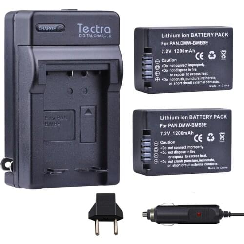 Tectra 2Pcs DMW-BMB9 DMW-BMB9E DMW-BMB9PP Battery + Digital Charger for Panasonic Lumix DMC FZ40K FZ45K FZ47K FZ48K FZ60 FZ70