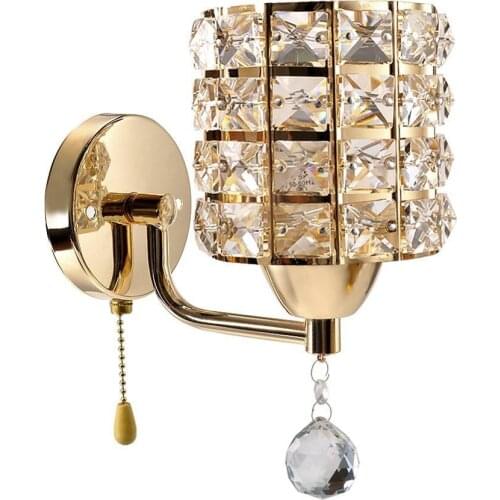 Pull chain switch crystal wall lamp lights Modern Zipper Stainless Steel Base lighting wall sconces lamparas de pared