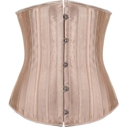 Women Sexy Waist Trainer Corsets Top 26 Steel Boned Bustiers Corset Underbust Satin Waist Cincher Corselet Body Shaper Lingerie
