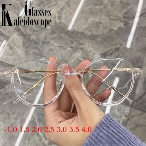 -1.0 -1.5 -2.0 -2.5 -3.0 -3.5 4.0 Round Finished Myopia Glasses Women Men Blue Light Short Sight Eyewear Retro Nearsighted Frame