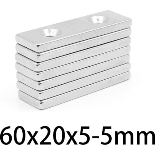 1/2/5/10PCS 60x20x5-5mm Quadrate Powerful Strong Magnetic Magnets Holes 5mm 60x20x5-5 Block Neodymium Magnets Sheet 60*20*5-5
